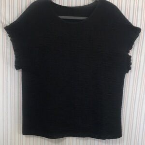 No Brand Black Cap Ruffle Sleeve Shirt